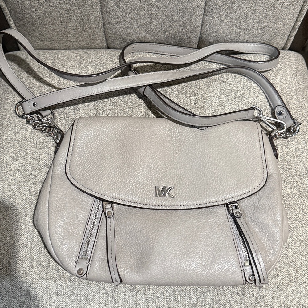 Gray Crossbody Bag with MK Logo